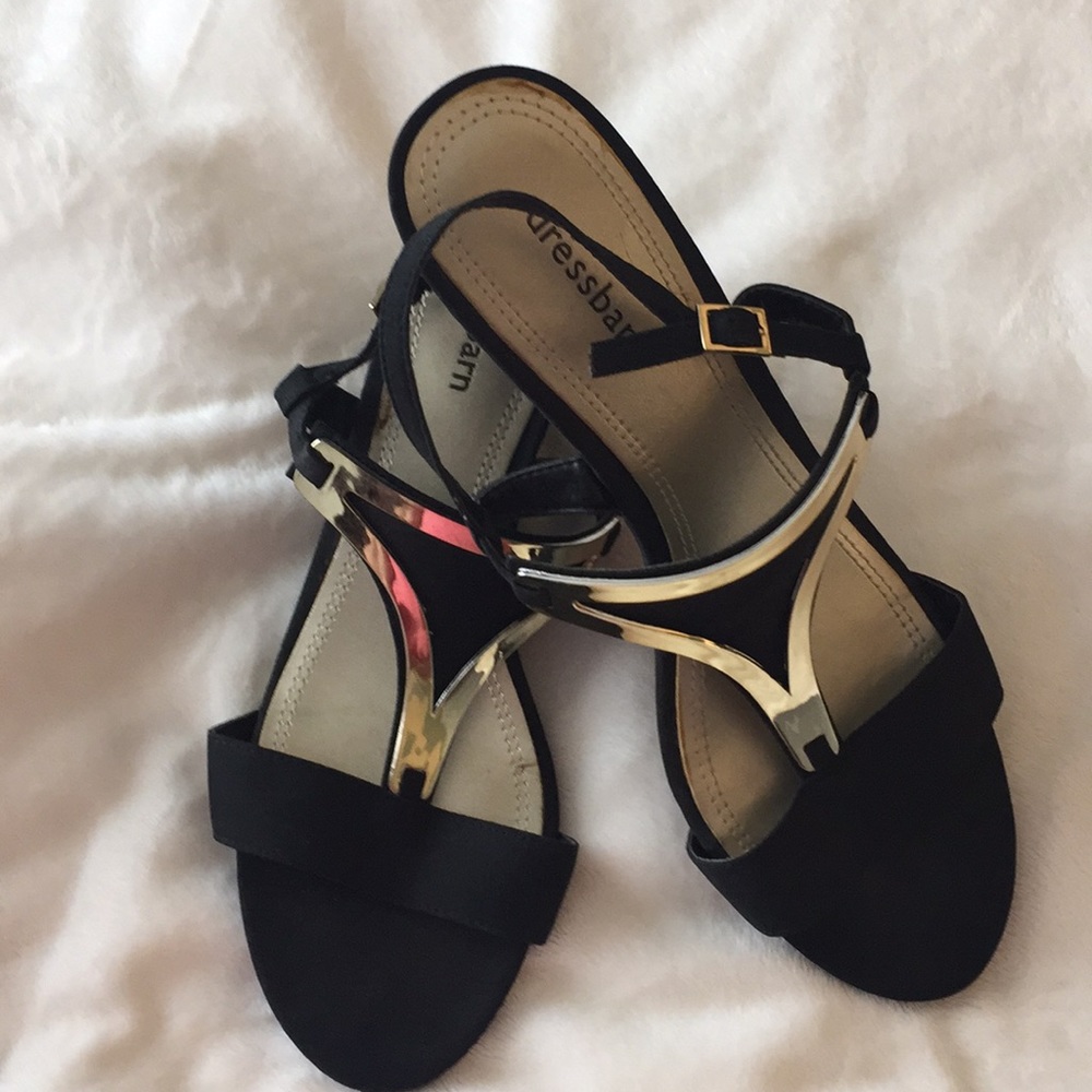 Black wedge dress sandals